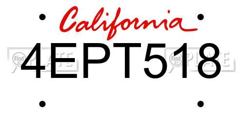4EPT518 California License Plate
