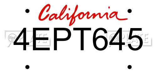 4EPT645 California License Plate
