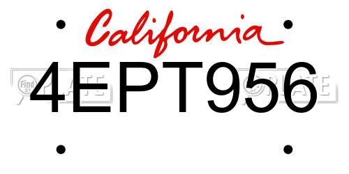 4EPT956 California License Plate