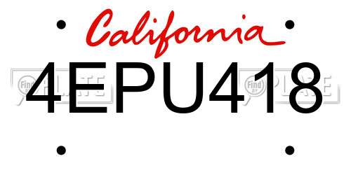 4EPU418 California License Plate