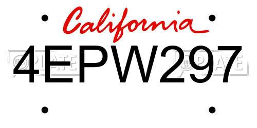 4EPW297 California License Plate