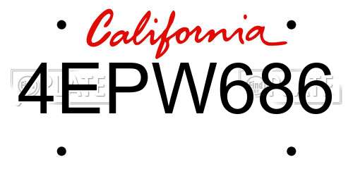 4EPW686 California License Plate
