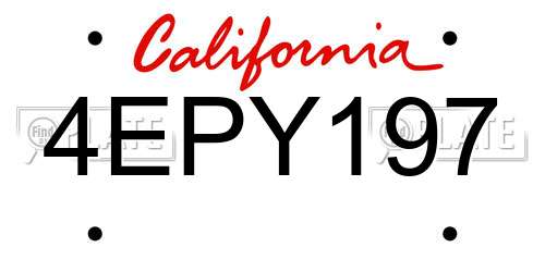 4EPY197 California License Plate