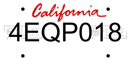 4EQP018 California License Plate