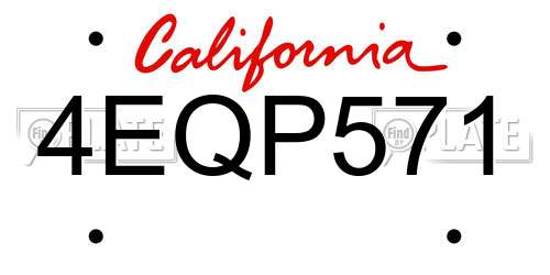 4EQP571 California License Plate
