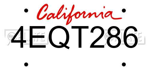 4EQT286 California License Plate