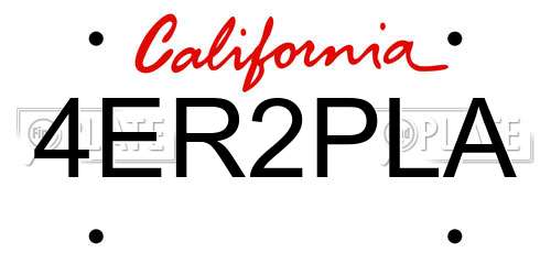 4ER2PLA California License Plate