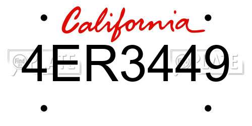 4ER3449 California License Plate