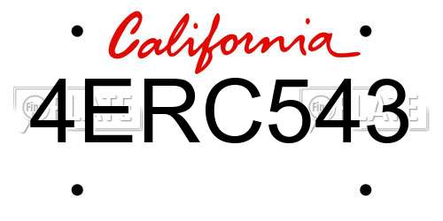 4ERC543 California License Plate