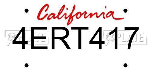 4ERT417 California License Plate