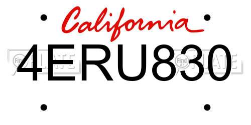 4ERU830 California License Plate