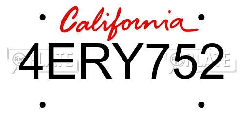 4ERY752 California License Plate
