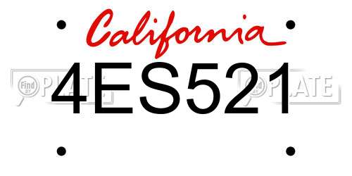 4ES521 California License Plate