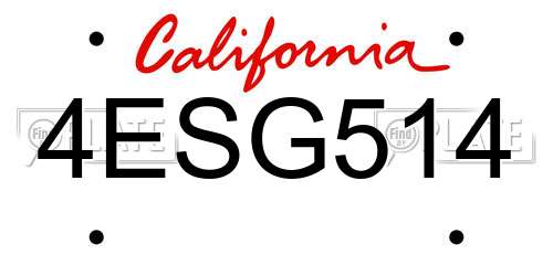 4ESG514 California License Plate