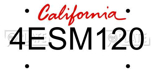 4ESM120 California License Plate