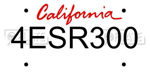 4ESR300 California License Plate