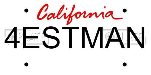 4ESTMAN California License Plate