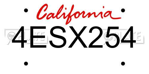4ESX254 California License Plate
