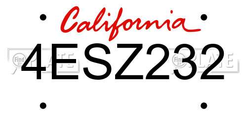 4ESZ232 California License Plate