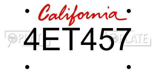 4ET457 California License Plate