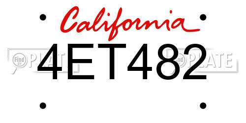 4ET482 California License Plate