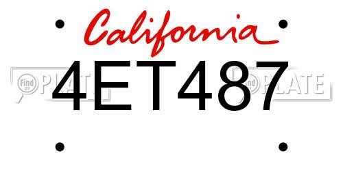 4ET487 California License Plate