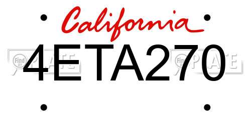 4ETA270 California License Plate