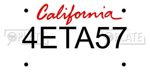 4ETA57 California License Plate