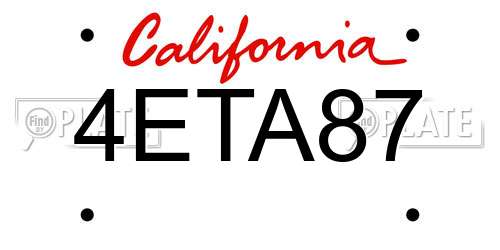 4ETA87 California License Plate