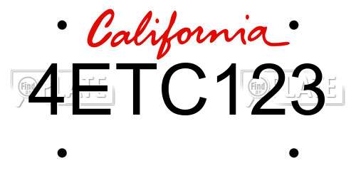 4ETC123 California License Plate