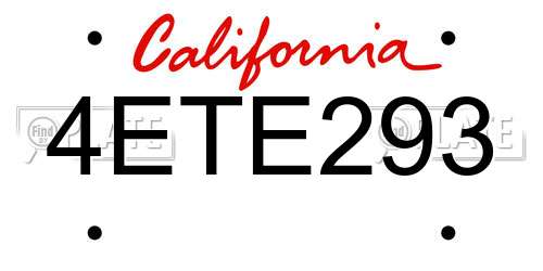 4ETE293 California License Plate