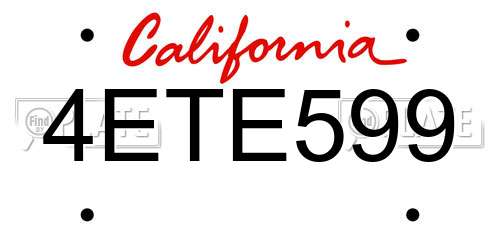 4ETE599 California License Plate