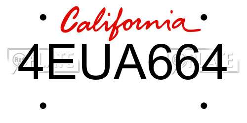 4EUA664 California License Plate