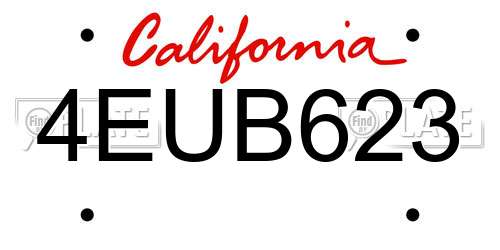 4EUB623 California License Plate