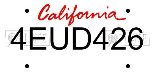 4EUD426 California License Plate