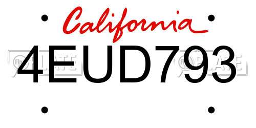 4EUD793 California License Plate