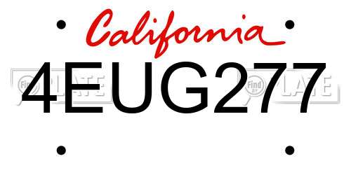 4EUG277 California License Plate