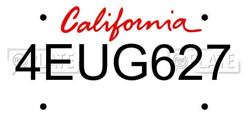 4EUG627 California License Plate