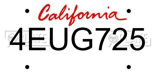 4EUG725 California License Plate