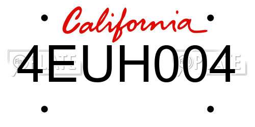 4EUH004 California License Plate