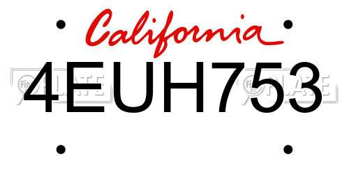 4EUH753 California License Plate
