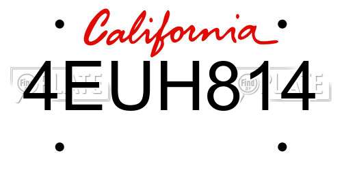 4EUH814 California License Plate