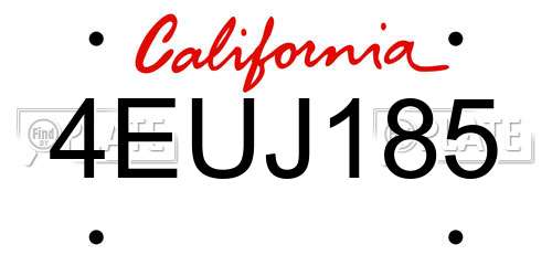 4EUJ185 California License Plate