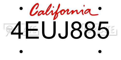 4EUJ885 California License Plate