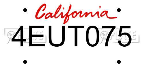 4EUT075 California License Plate