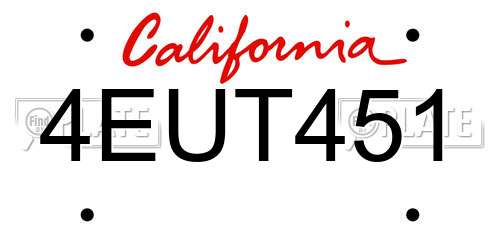 4EUT451 California License Plate