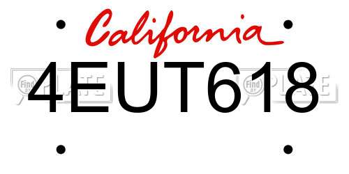 4EUT618 California License Plate