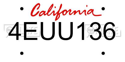 4EUU136 California License Plate