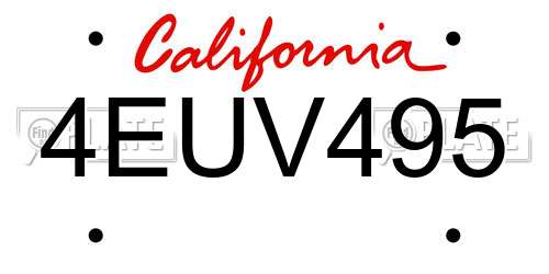 4EUV495 California License Plate