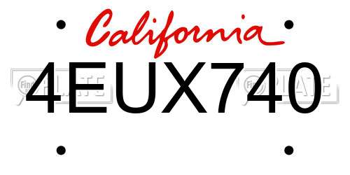 4EUX740 California License Plate